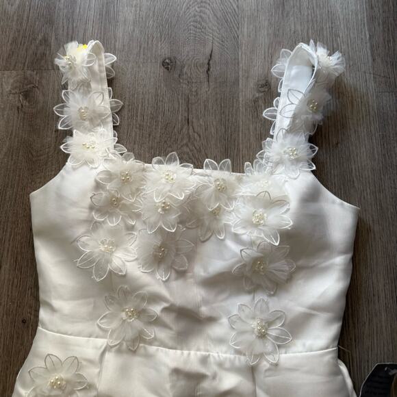 elliatt elder white embellished floral square neck mini bridal dress size small - Picture 12 of 14